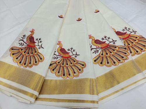 PL KERALA EMBROIDERY SAREE